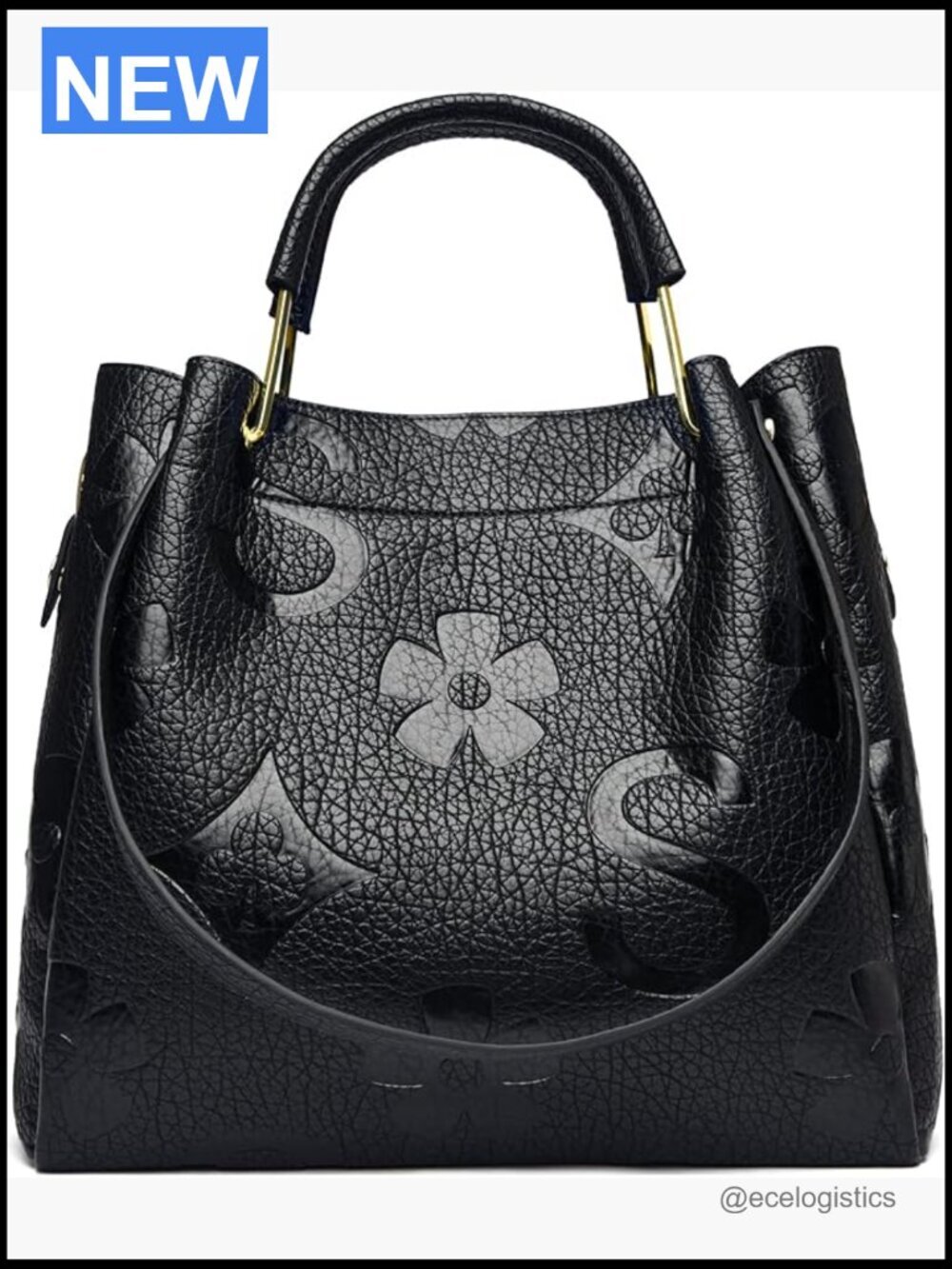 Large Vegan Leather Bucket Tote 3-in-1 Handbag Set Crossbody